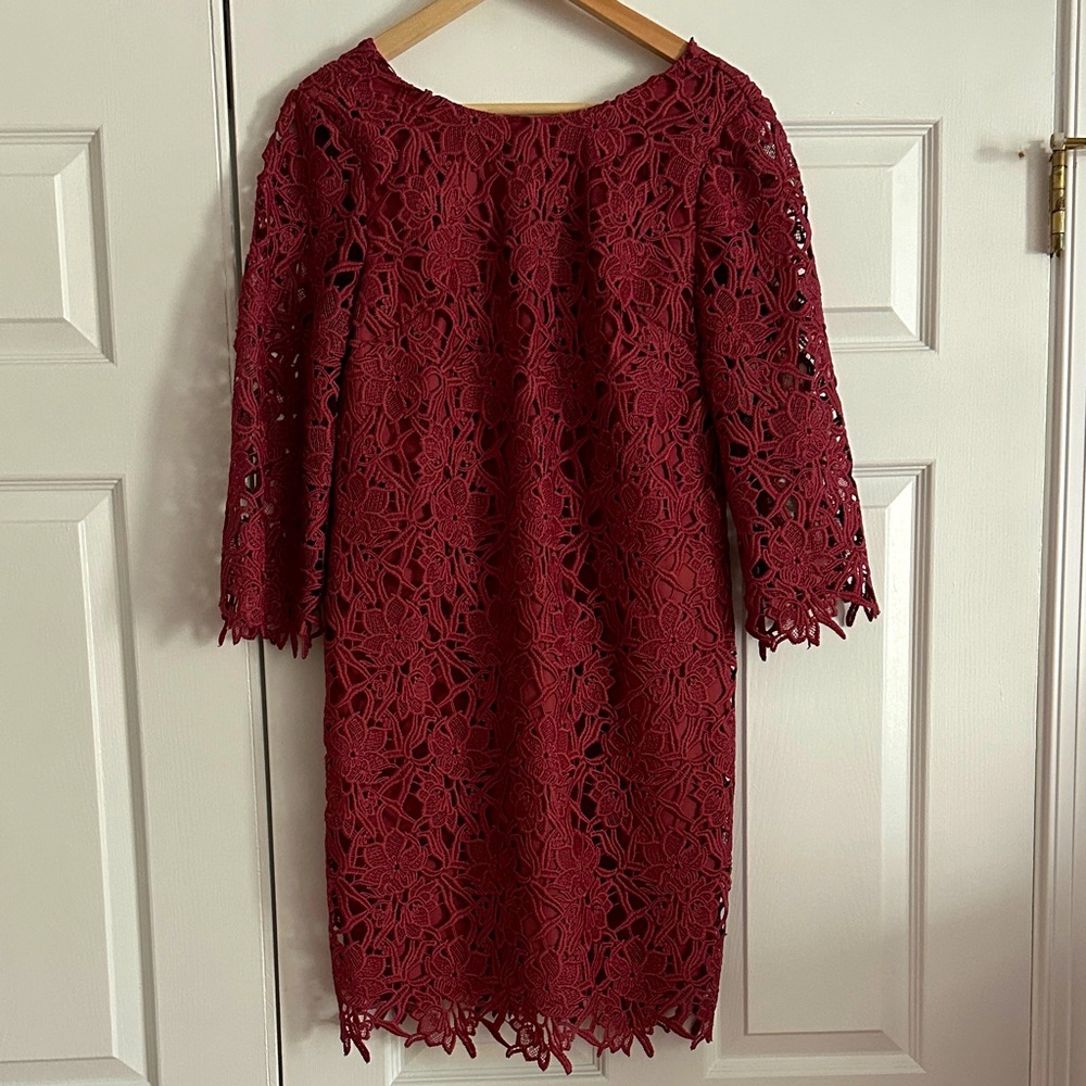 NWT Elegant rose color lined lace Dress Size 4 Ann Taylor Factory. Retail $139